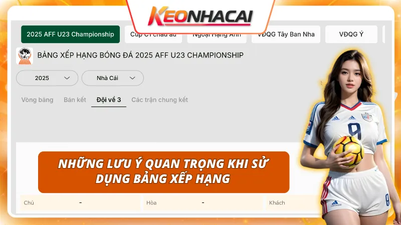 Những lưu ý quan trọng khi sử dụng bảng xếp hạng
